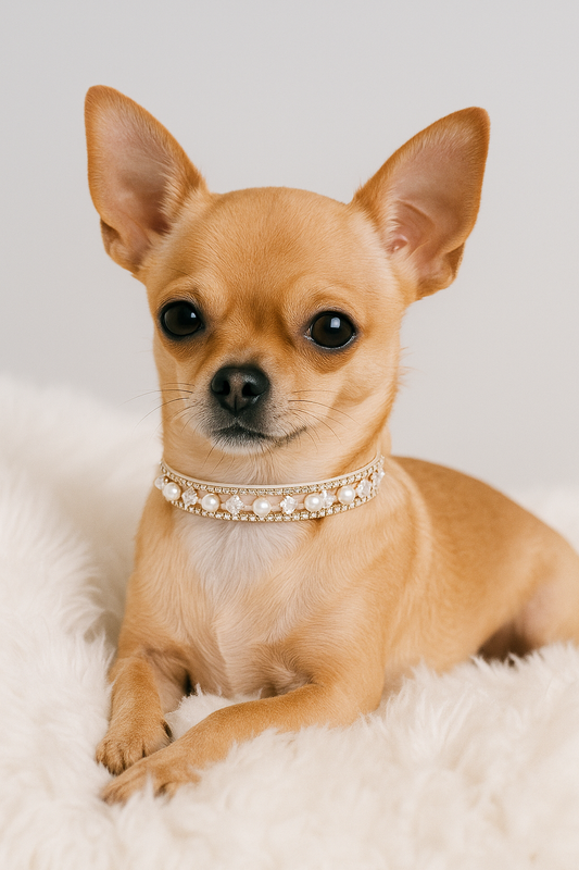 Whimsical Faux Pearl & Rhinestone Pet Collar Necklace