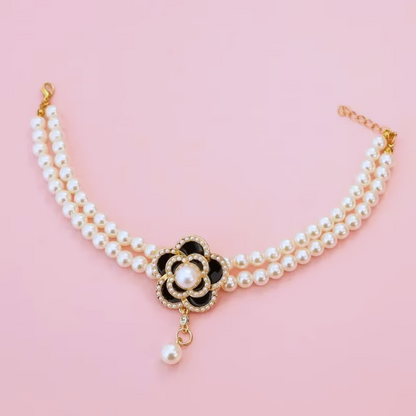 Elegant Camellia Faux Pearl Pet Collar Necklace