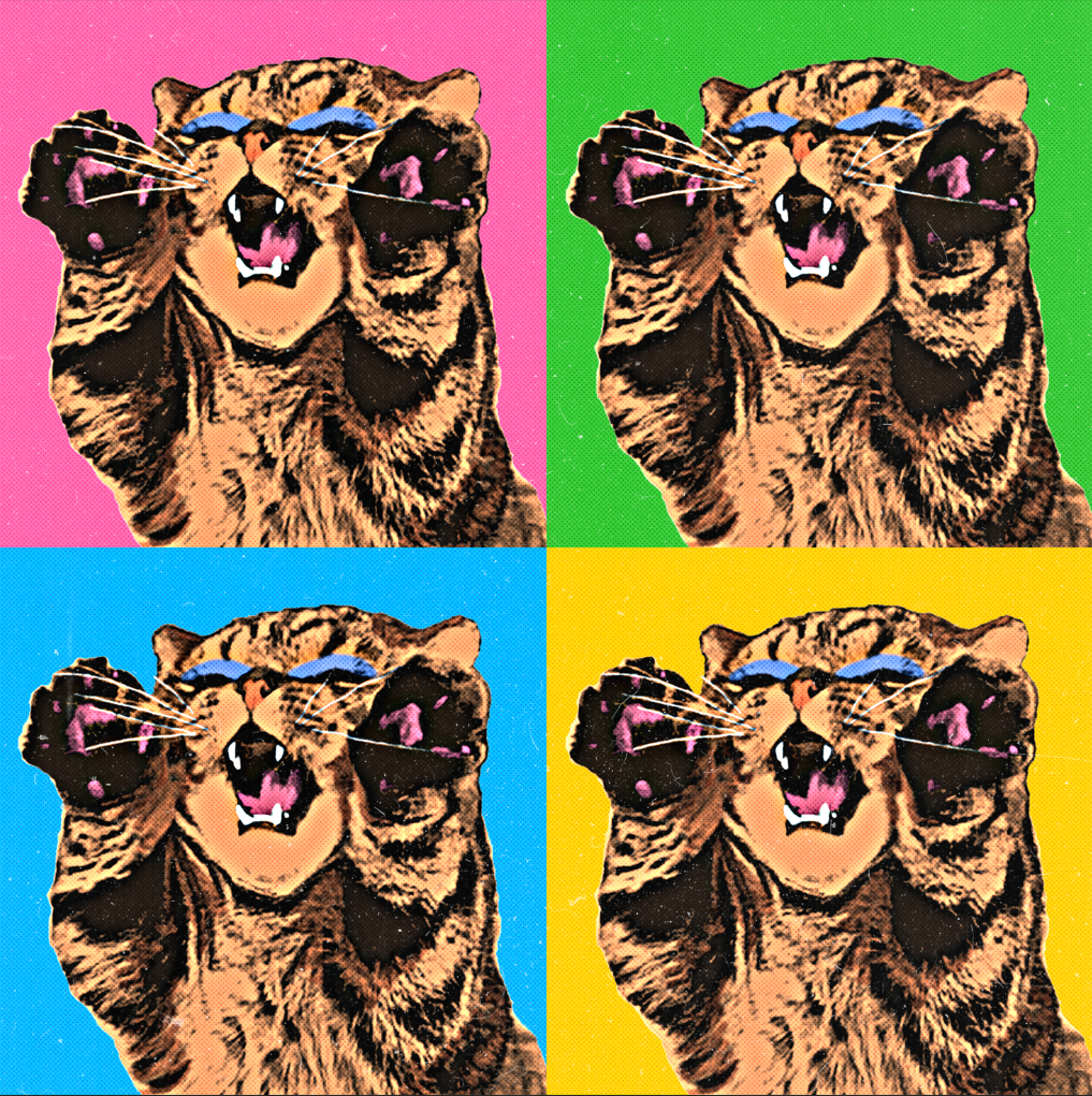 Warhol Style Pop Art Quad Portrait of Your Pet - Custom Canvas Print (Unframed)