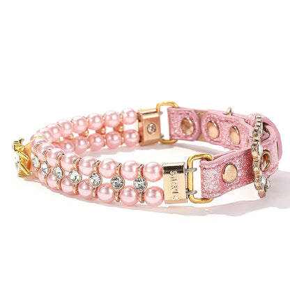 Sparkling Bumble Bee Rhinestone & Faux Pearl Pet Collar Necklace