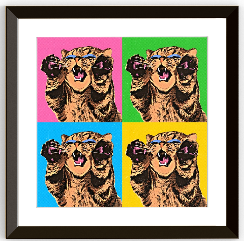 Warhol Style Pop Art Quad Portrait of Your Pet - Custom Canvas Print (Unframed)
