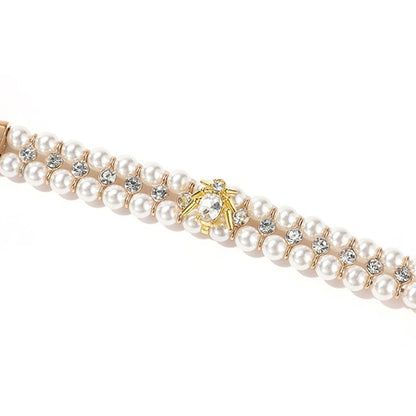 Sparkling Bumble Bee Rhinestone & Faux Pearl Pet Collar Necklace