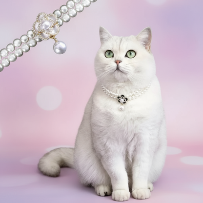 Elegant Camellia Faux Pearl Pet Necklace