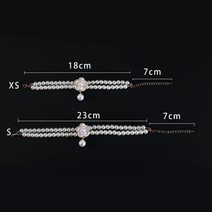 Elegant Camellia Faux Pearl Pet Necklace