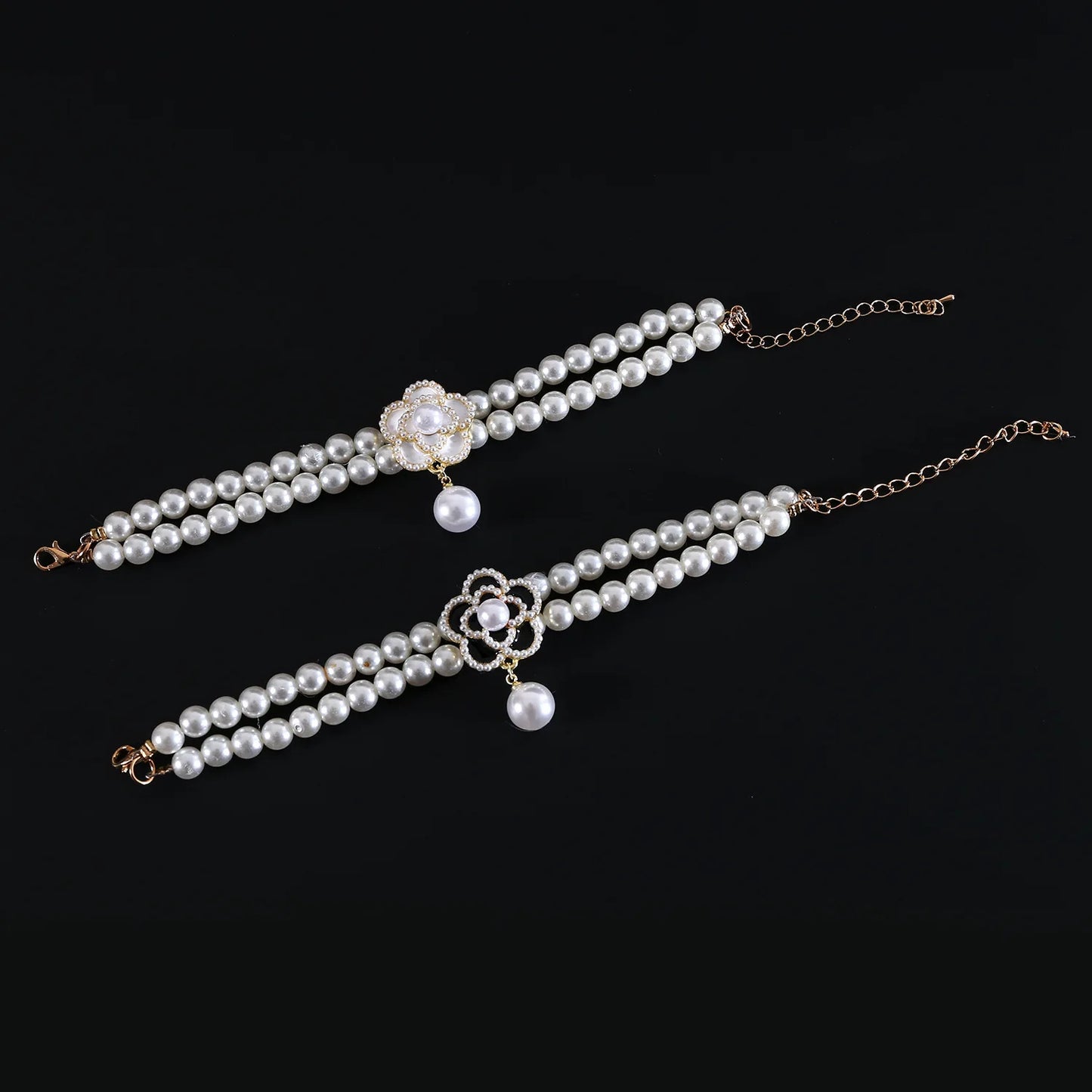 Elegant Camellia Faux Pearl Pet Necklace