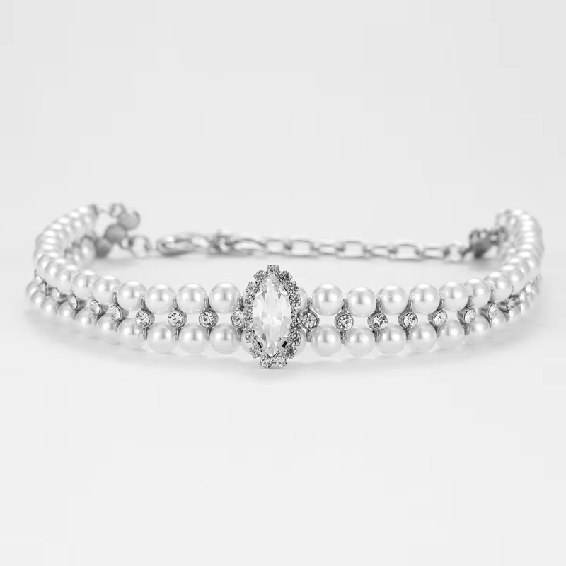 Whimsical Faux Pearl & Rhinestone Pet Collar Necklace