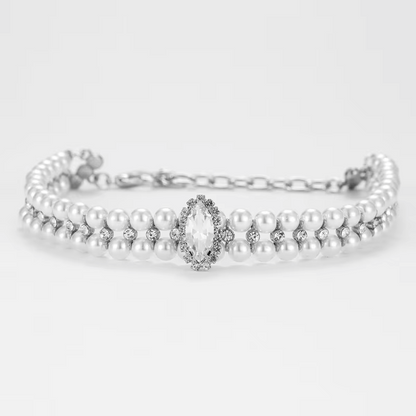 Whimsical Faux Pearl & Rhinestone Pet Collar Necklace